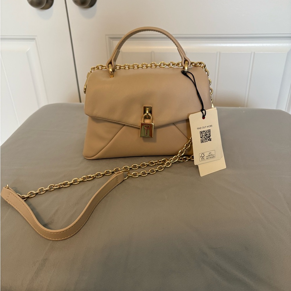 Ted Baker London Beige Crossbody Bag with Gold Accents